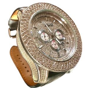 Don&Co Bold & Brilliant - Men’s Oversized Diamond Watch with Leather Strap